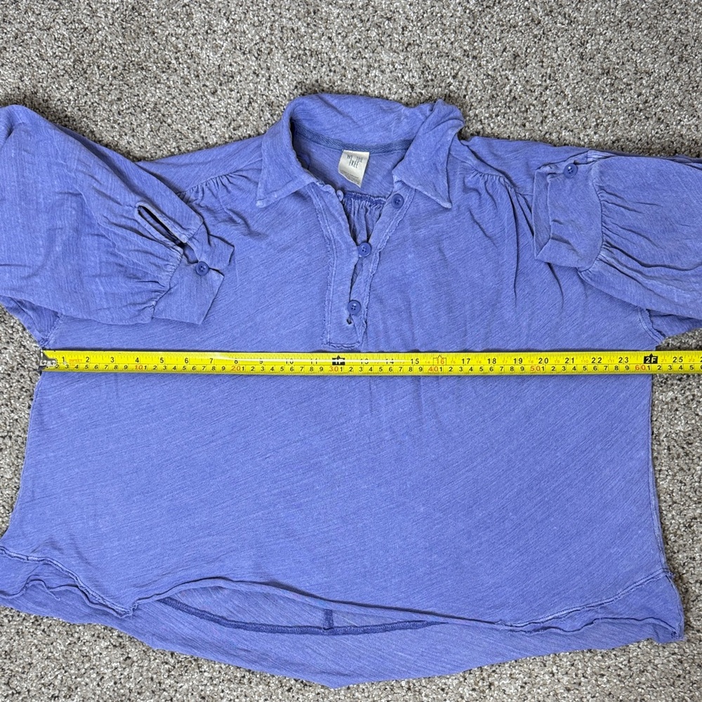 We The Free Rush Hour Linen Blend Periwinkle Long Sleeve Top - Picture 10 of 17